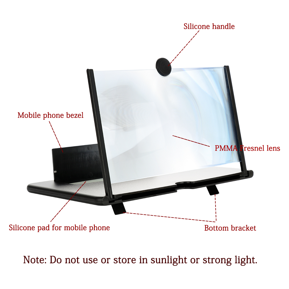 12 inch Mobile Phone Screen Magnifying Glass Folding Enlarged Screen Holder 3D HD Video Desktop Enlarge Stand Phone Magnifier