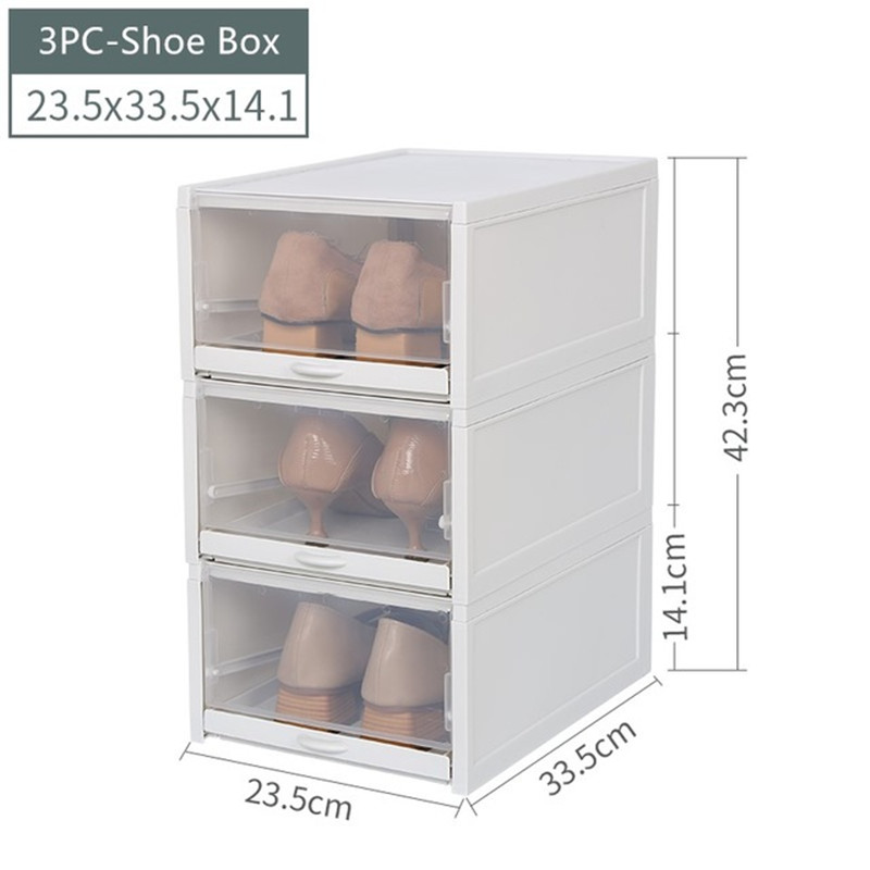 Drawer Shoe Boxes Clear Foldable Thickened Plastic Stackable Storage Case Save Space Kid/Women/Men Shoe Boot Organizers Cabinet