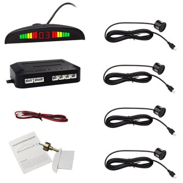 Car LED Parking Sensor Kit 4 Sensors Black,White,Gray,Silver Backlight Display Reverse Backup Radar Monitor System 12V