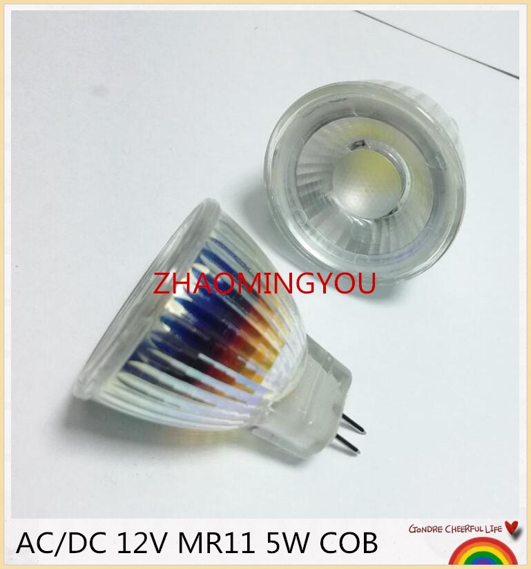 New Arrival MR11 110V 220V COB Led Spotlight Glass Body GU4 Lamp Light AC/DC 12V MR11 5W LED Bulb Warm White / white