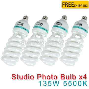 4 pcs CFL Photography Lighting Video Bulb Daylight Balanced Energy Saving fluorescent Lamp photo studio 135W E27 5500K