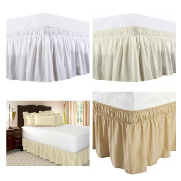 Elastic Bed Skirt for Bed Accessories Tight and Loose Decoration Peach Fabric Adjustable Pure Color Bedroom Ornament