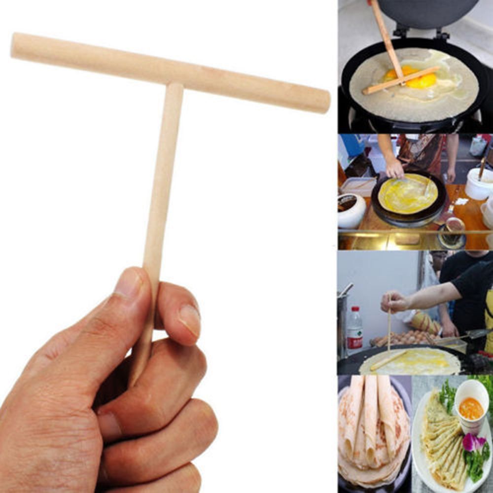 2 Pcs Crepe Maker Pancake Batter Wooden Spreader Stick Home Kitchen Tools DIY Restaurant Canteen Specially Supplies