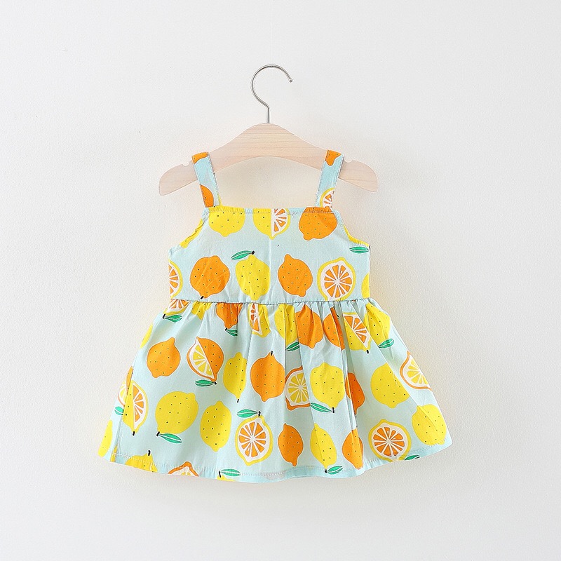 Baby Girl Dress Bow Lemon Print Infant Toddler Outfit Sleeveless Princess Dress Summer Baby Girl Clothes Girls Vestidos 0-24M
