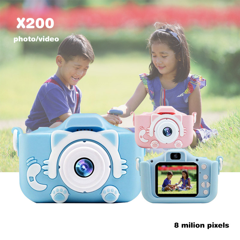 2.0'' Mini Kids Camera IPS Screen HD 1080P Children Digital Photo Camera Toy Anti-Drop Children Selfie Toy Camera Gift