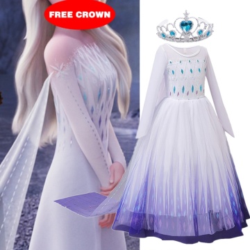 Snow Girls Dress Princess Costume Halloween Carnival Children Dress up Kids Dresses for Girls Clothing Size 4-10 Years