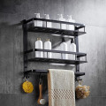 Bathroom black shelf aluminum bathroom corner shelf bathroom holder shower room basket bathroom accessories MH8510B