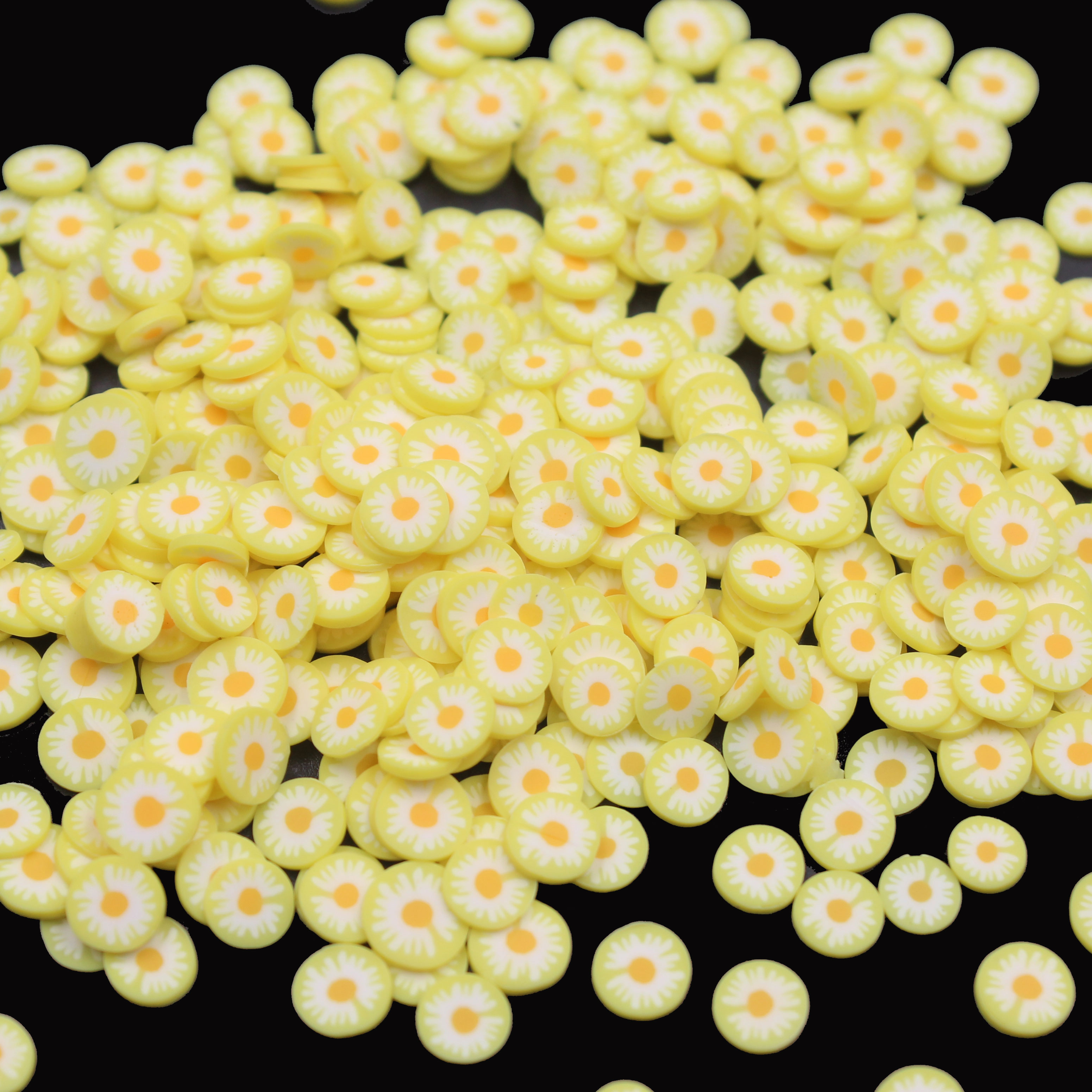 50g/lot Nice Daisy Polymer Hot Soft Popular Flower Slices Sprinkles for Crafts Making, DIY Filler Accessories