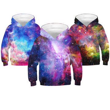 Dazzling Galaxy Boys Jacket Digital Printing Starry Sky Unicorn Kids Hoodies Casual Loose Hooded Girls Jackets Children Clothing