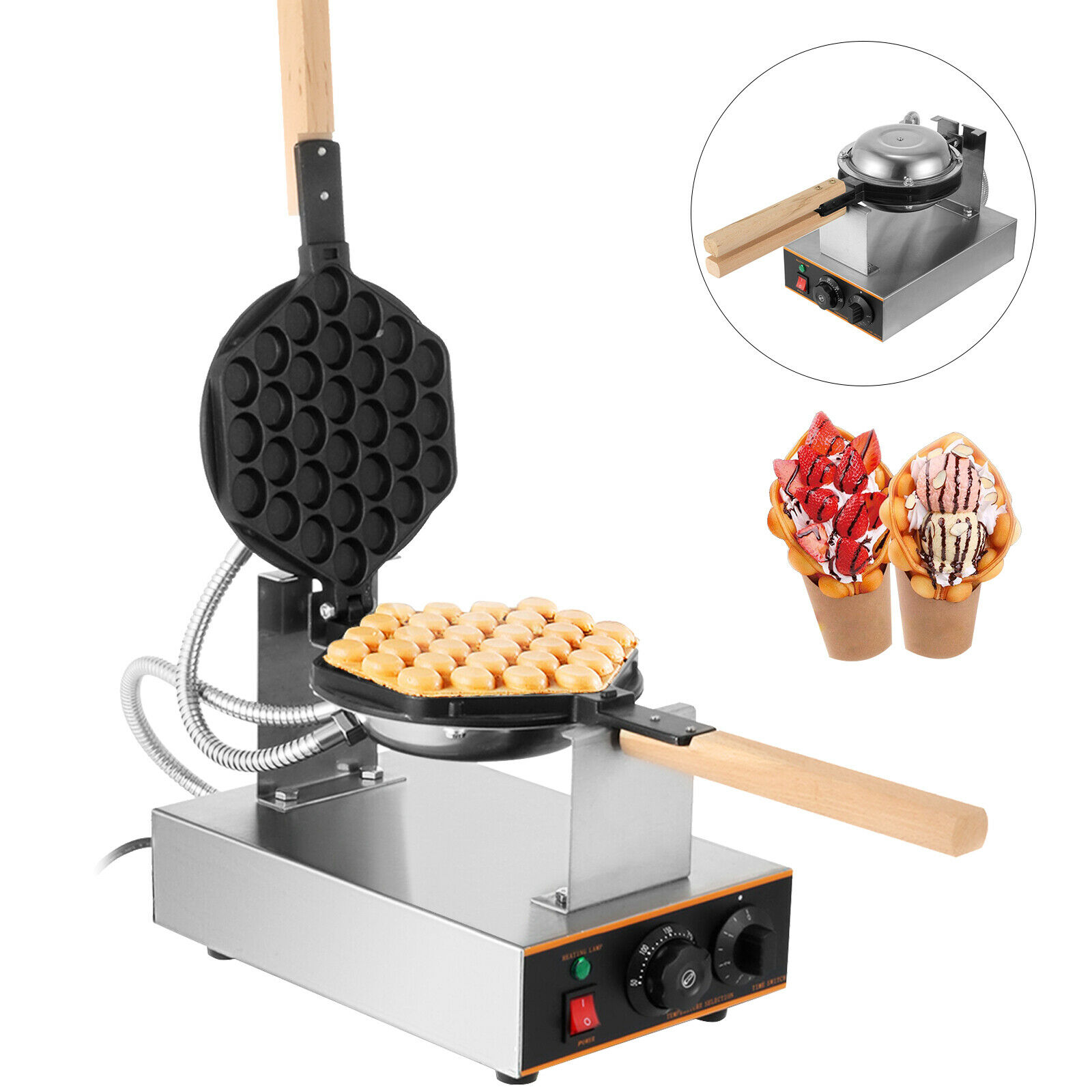 VEVOR 1400W Commercial Electric Egg Bubble Waffle Maker Machine Stainless Steel Eggettes Puff Cake Oven Waffle Baking Machine