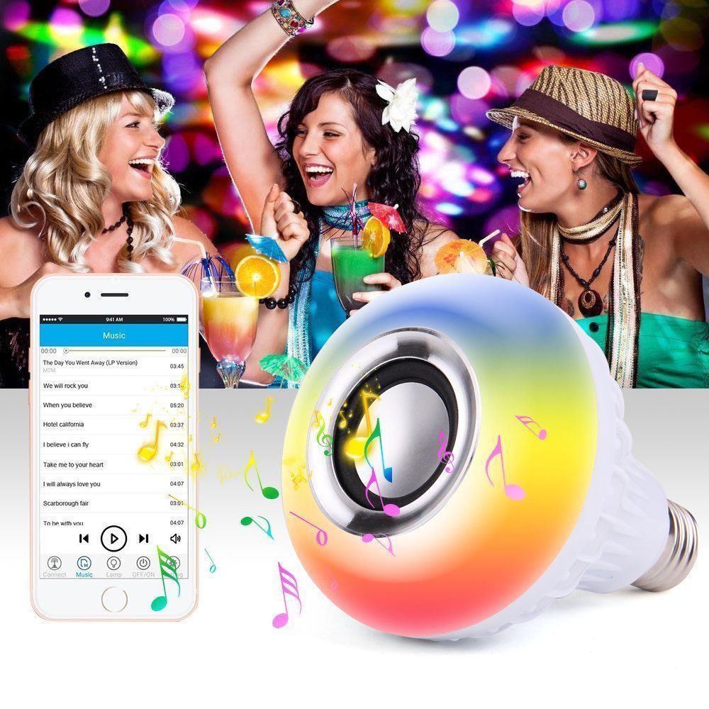E27 Wireless Bluetooth Speaker 12W RGB Bulb LED Lamp Smart Led Light Music Player Audio with Remote Control Colorful Music Bulb
