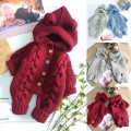 2020 Newborn Infant Baby Girl Boy Winter Warm Coat Knit Outwear Hooded Jumpsuit quality xmas long sleeve baby knitted rompers