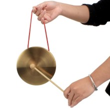 1Pcs Mini Gong Mini Hand Gong Cymbals W/ Wooden Stick For Band Rhythm Percussion Kids Music Toy Good Partner