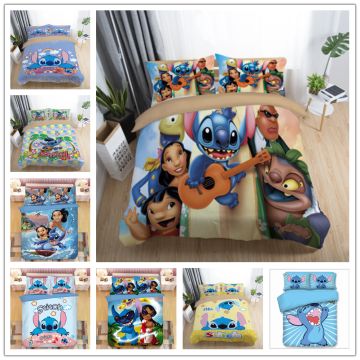 Cartoon Lilo and Stitch Bedding Set Single Double Twin Full Queen King Size Cartoon Girls Bed Cover Pillow Cases Room Decor