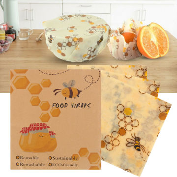 hot sale Reusable Natural Beeswax Reusable Food Wraps Eco Living No More Plastic Bee Wax Cloth Fruit Storage Pouch Food Wraps
