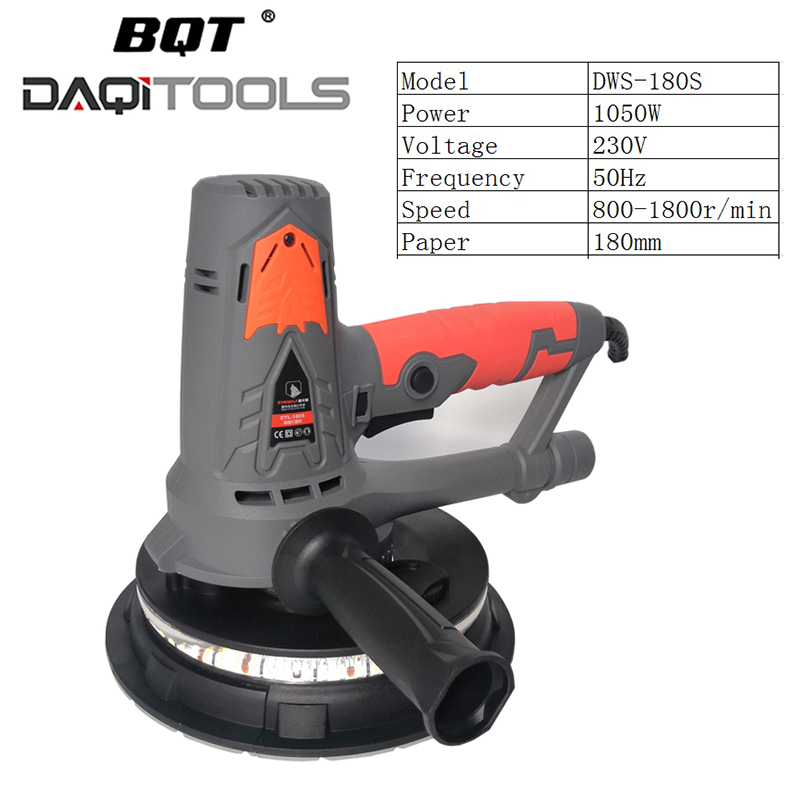 BQT 180mm wall putty hand electric dust-free drywall sander Plaster sander polishing machine grinding machine with LED light