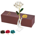 Ainyrose 24k Gold Dipped Rose Artificial Flowers Eternal Rose /w Stand In Box Birthday Valentine Mother Day Gift for Girls Women