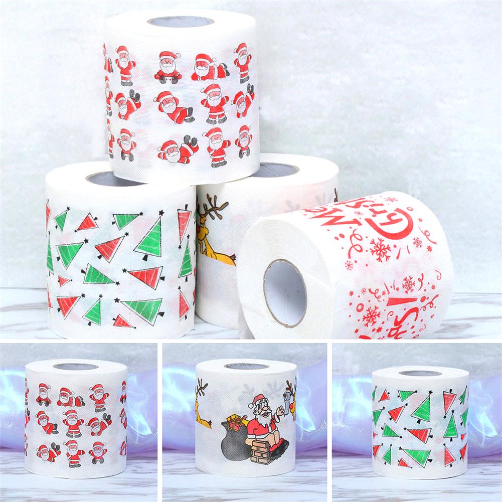 Bath Paper Christmas Pattern Home Santa Claus Bath Toilet Roll Paper Christma Supplies Xmas Decor Tissue Leaves Toilet Paper