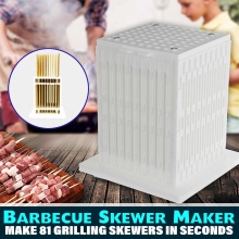 Plastic 81 Holes Meat Skewer Kebab Maker Box Machine Grill Barbecue Stringer Skewer Kitchen Tool Outdoor Camping BBQ Accessories
