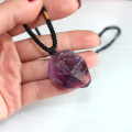 Natural Amethyst Stone Pendant Necklace ornaments Purple crystal quartz Raw color plated Charm healing Finding