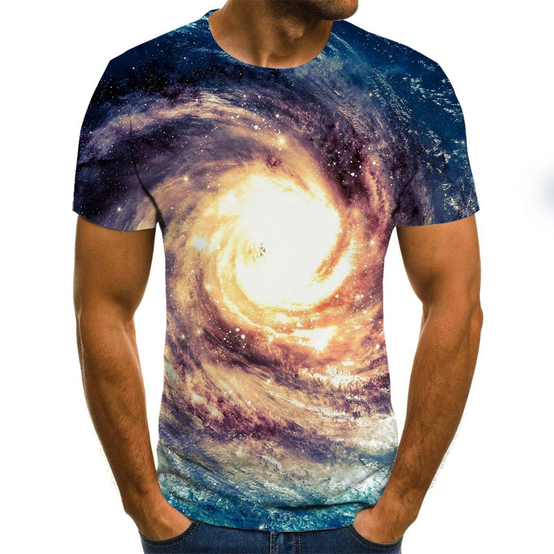 Galaxy space pattern printing 3D T-shirt casual summer style fashion printing short-sleeved T-shirt men's shirt art street cloth