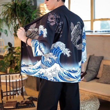 Japanese kimono cardigan men haori yukata male samurai costume clothing kimono jacket mens kimono shirt yukata haori FF001