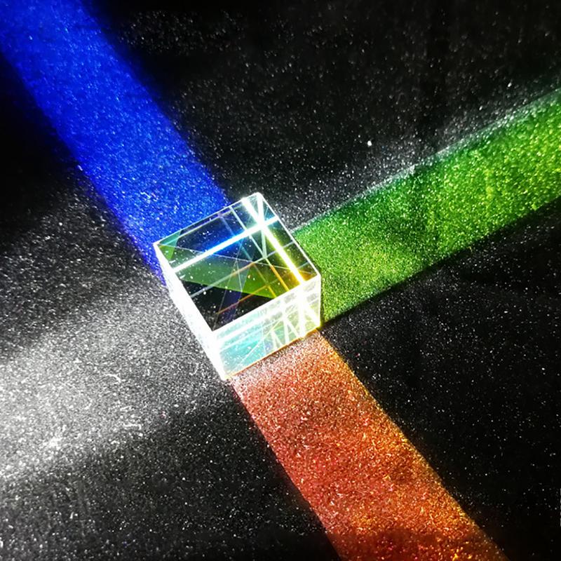 Prism Six-Sides Bright Light Combine Cube Prism Stained Glass Beam Splitting Prism Optical Experiment Instrument