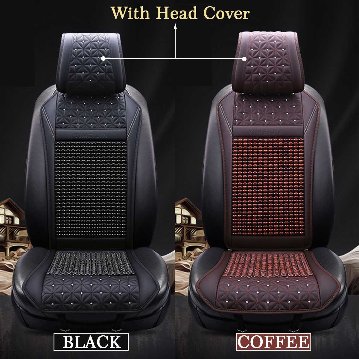 Universal Car Seat Cover Wood Beads Seat Cushion Cool Summer Breathable Leather Auto Seat Mat Auto Accessories