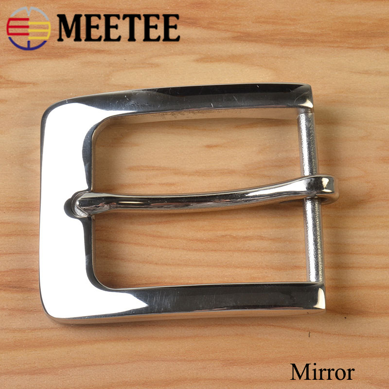 Meetee 40mm Wide Solid Stainless Steel Belt Buckle Brushed Pin Buckles Metal Cowboy Jeans Belts Head Accessory for 38mm Belt