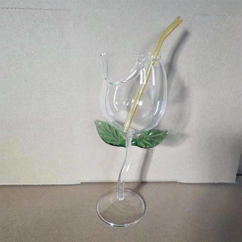 Wine Glass Rose Flower Shaped Goblet Red Wine Cocktail Glasses Home Wedding Decor