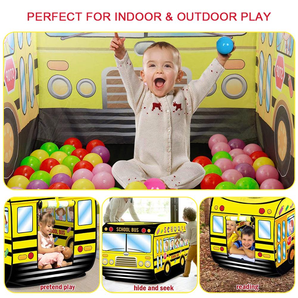 School Bus Pop Up Kids Play Tent Indoor Playhouse Pretend Vehicle Toy Gift For Boys Girls Kids Tent For Kids