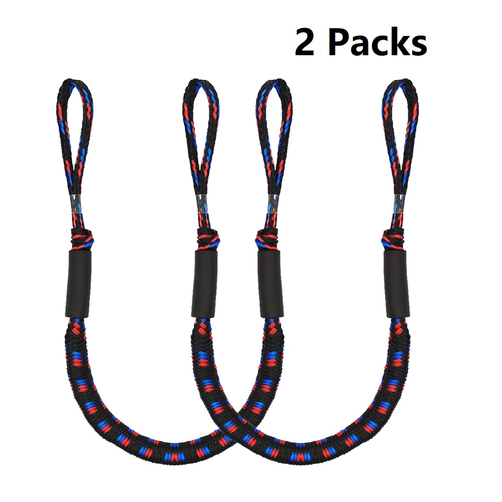 2Pcs Set Bungee Dock Line Mooring Rope for Boat 4 ft 2 Ropes Rope Bungee Cord Dockline Boats Kayak Accessories