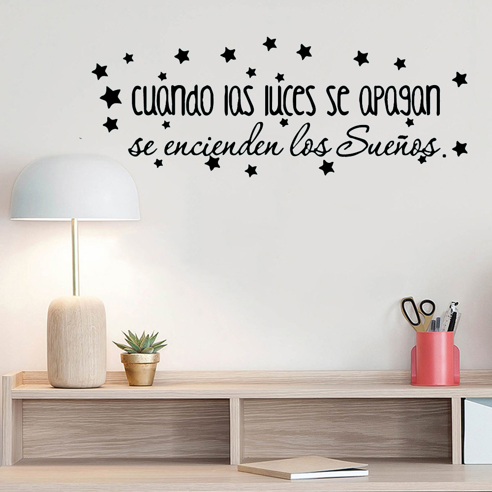 Large Wall Stickers Spanish Quotes Sentences Vinyl Wall Art Decals for Kids Room Decoration Spanish Vinyl Sticker Wallpaper