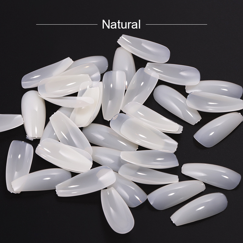 600pcs/bag False Nails Display Tips Acrylic Ballerina Artificial Transparent/Natural Guide Capsule Stiletto Full Cover Fake Nail