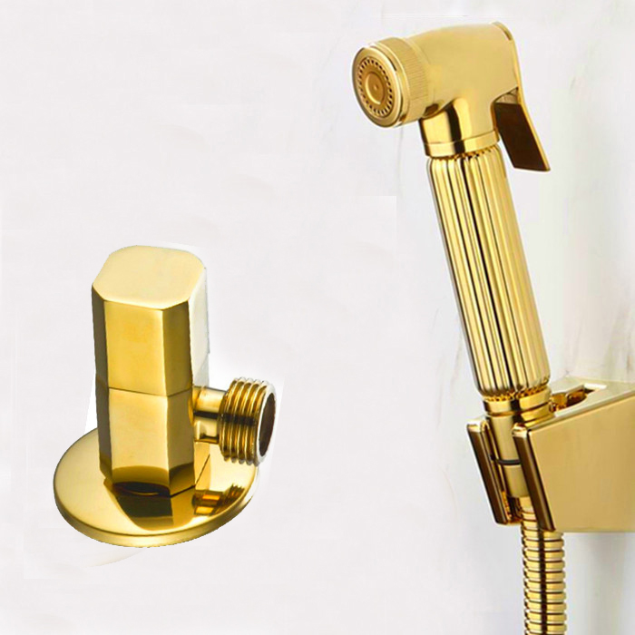gold angle valve and Toilet gold Bidet Sprayer Washing Shower Head Flusher Flushing Clean Bidets Stainless Steel spray BD888