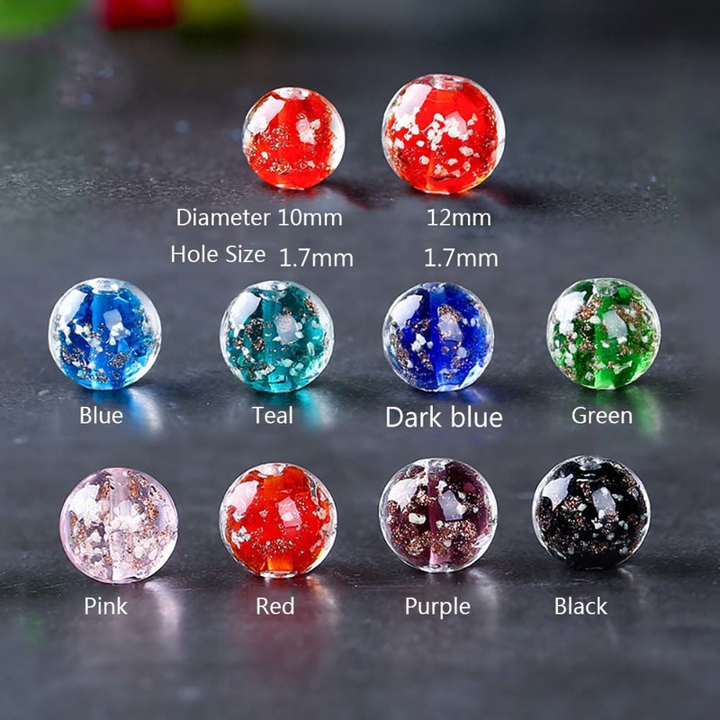 5pcs 10mm Round Luminated Flower Glass Loose Beads Luminous Lampwork Beads Handmade Crystal DIY Beads Jewelry Makings