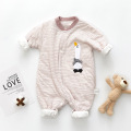 LZH Toddler Clothing Infant Romper 2020 Winter New Thick Long Sleeves Keep Warm Jumpsuit Striped Cute Cartoon Print Baby Romper