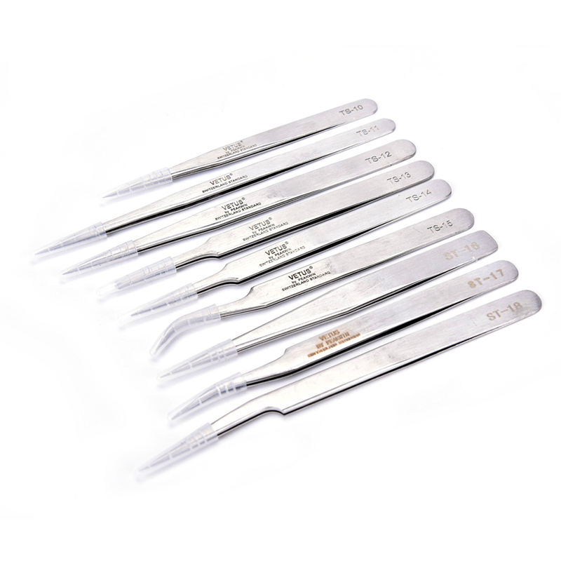 High Quality Stainless Steel Straight Curved Nail Tools Eyelash Extension Tweezers Nippers Pointed Clip Set Makeup Tools