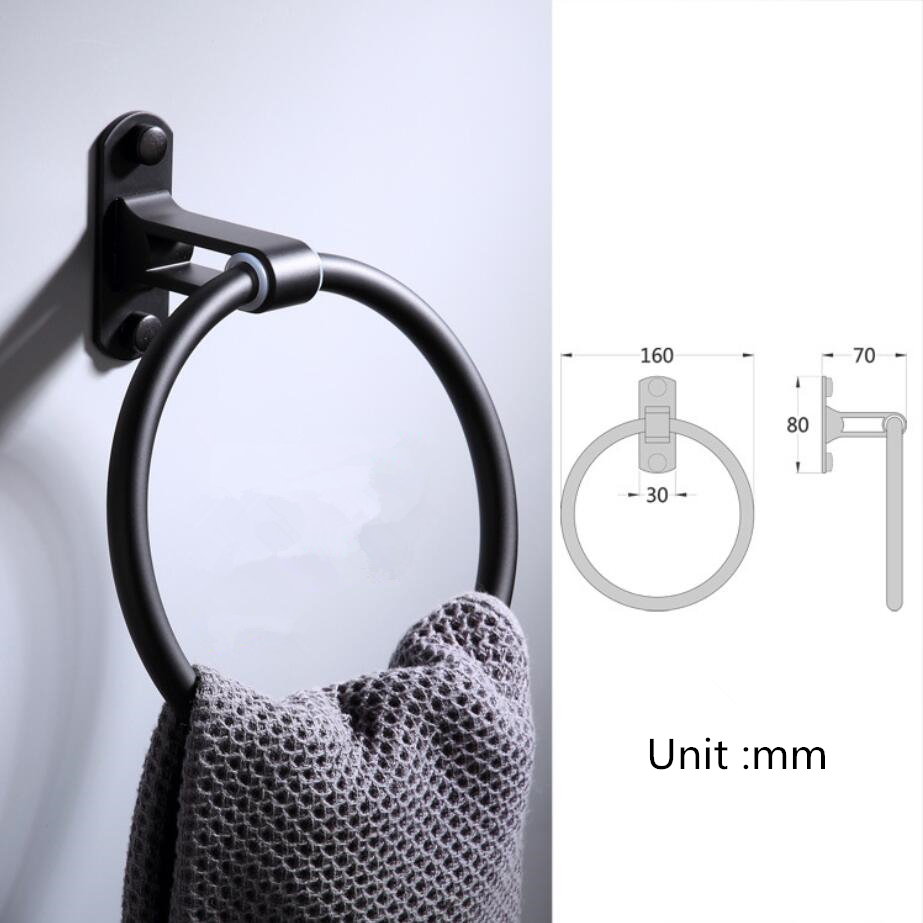 2018 Modern Design Black Towel Rings Towel Holder Round Wall-Mounted Towel Rack Bathroom Accessories Hardware