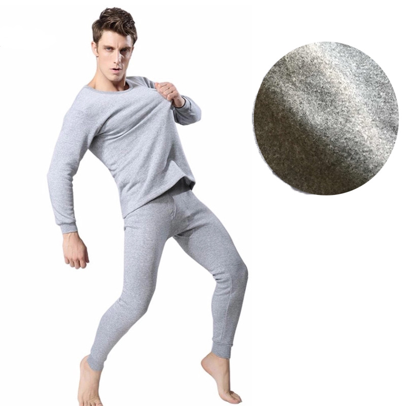 Winter Warm Men's Underwear Men's Thermal Underwear SetsMen's Thick Thermal Underwear Long Johns Black Gray Navy Dark Gray 4XL