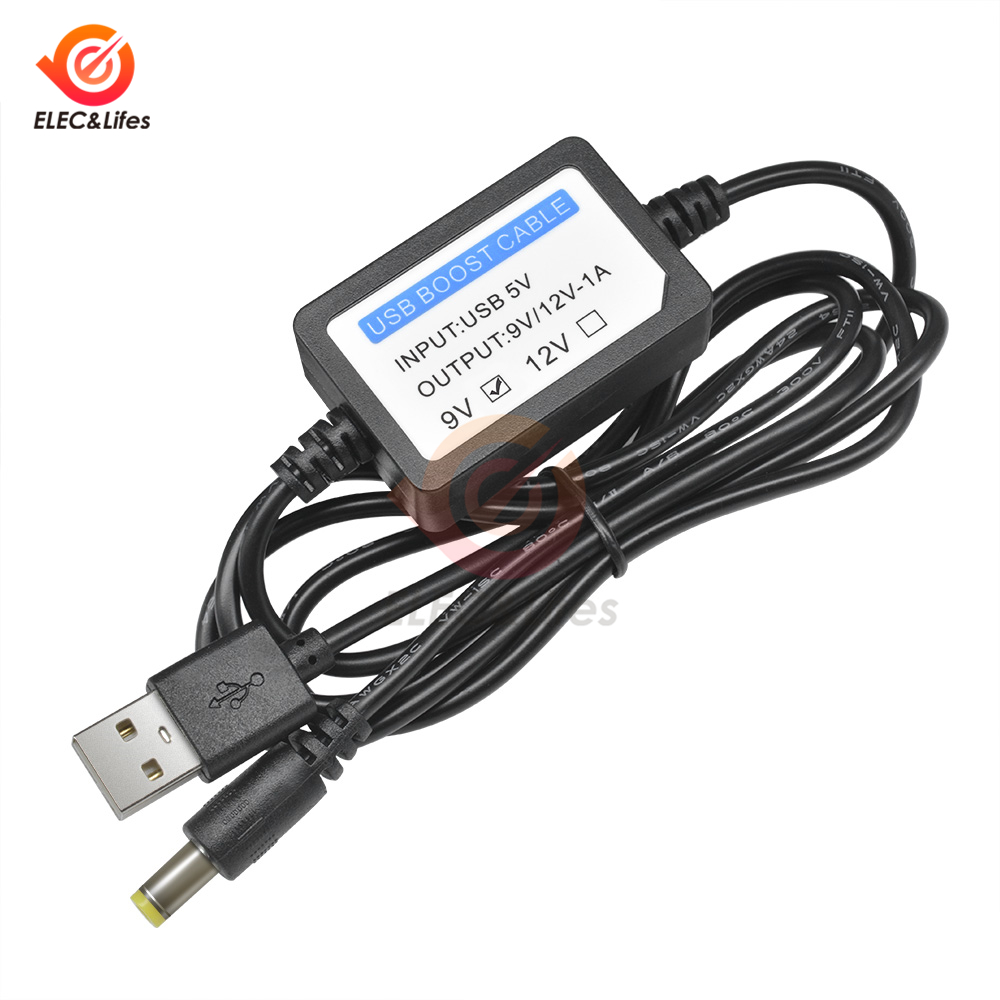 1Pc DC-DC 5V To 9V/12V 1A Step Up Boost Cable Line 1.3M USB Power Supply Boost Converter Cables Adapter DC Port Plug 2.1x5.5mm