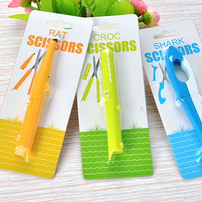 Animal Garden Creative Design Folder Scissors Safe Protecion Case Portable Scissors Pen