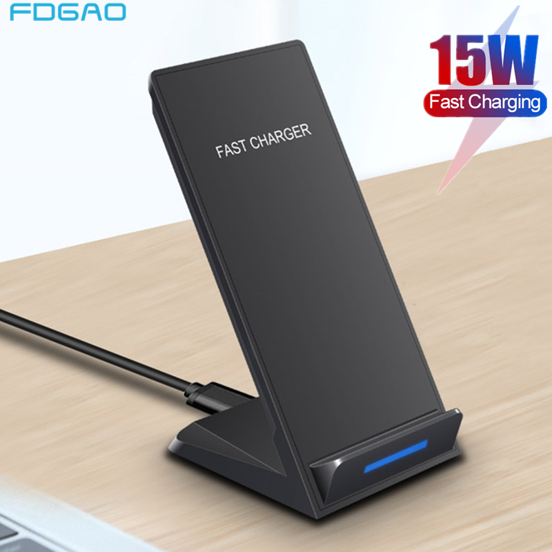 DCAE 15W Wireless Charger Stand for iPhone SE 2 11 Pro Max XS XR X 8 USB C Qi Fast Charging Dock Station For Samsung S20 S10 S9