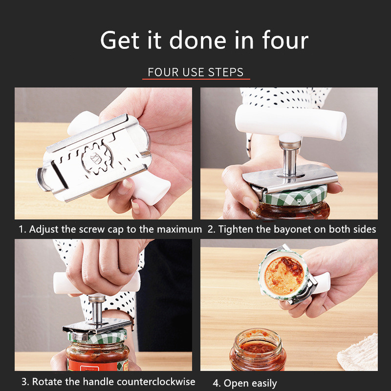 Can Opener Adjustable Stainless Steel 1-4 Inches Portable Multi-function Bottle Seal Lid Remover Kitchen Manual Jar Openers Tool