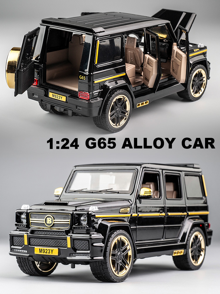 1:24 Diecast Toy Car Model Metal Toy Vehicle Wheels G65 High Simulation Sound And Light Pull Back Car Collection Kids Toys Gift