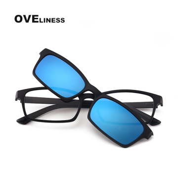 TR90 Optical Glasses Frame men Square Full Rim Polarized Magnet Clip on Myopia Eye Glass for Men Male Prescription Eyeglasses