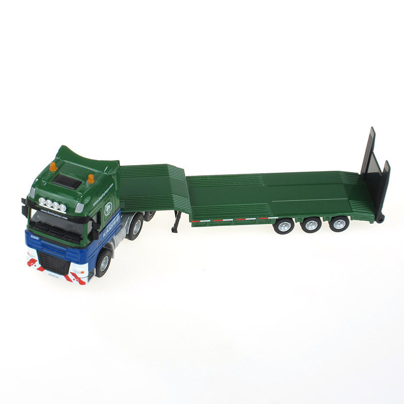 Alloy Diecast Flatbed Trailer+Excavator 1:50 Low Platform Truck Low Loader Tractor Diecast Model Vehicle Hobby Toy For Kid Gift