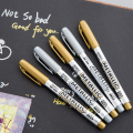 2pcs/lot DIY Metallic Waterproof Permanent Paint Marker Pens Gold And Silver For Drawing Students Supplies Marker Craftwork Pen