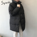 syiwidii woman parkas plus size clothing for women jacket beige black Cotton Casual Warm 2021 fashion Button Long winter coat
