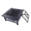 Portable Courtyard Metal Fire Bowl With Accessories Black Outdoor Villa Fireplace Fire Pit Backyard BBQ Brazier
